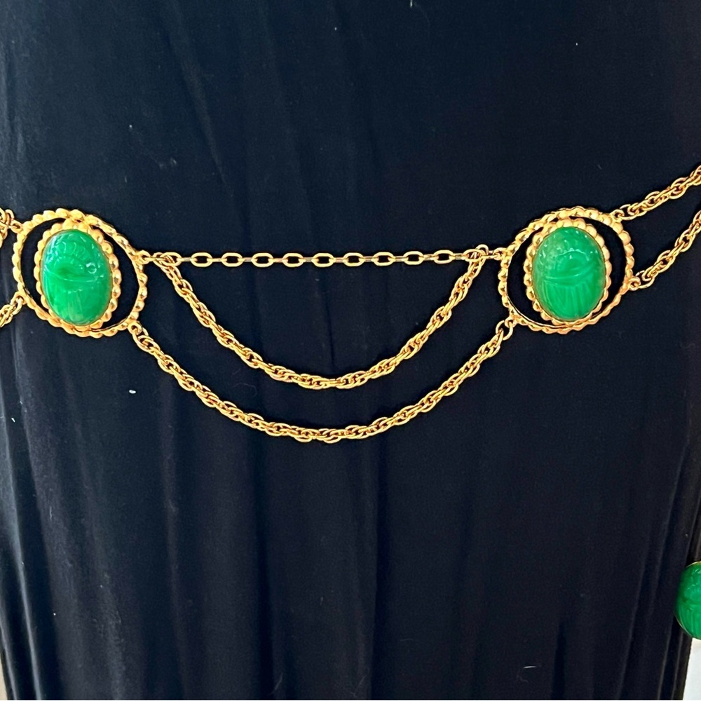 Juliana D&E Delizza & Elster Rare Book Piece Chain Egyptian Molded Scarab Belt